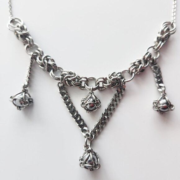 Gothic chunky silver chandelier medieval necklace ✦ unique statement necklace ✦ - Picture 7 of 8